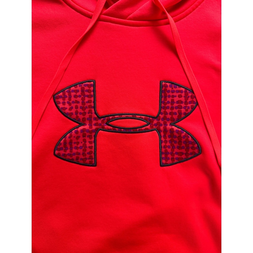 Under Armour Women Large pink Logo Hoodie Semi-Fitted Fleece Pullover Sweatshirt - Picture 2 of 13